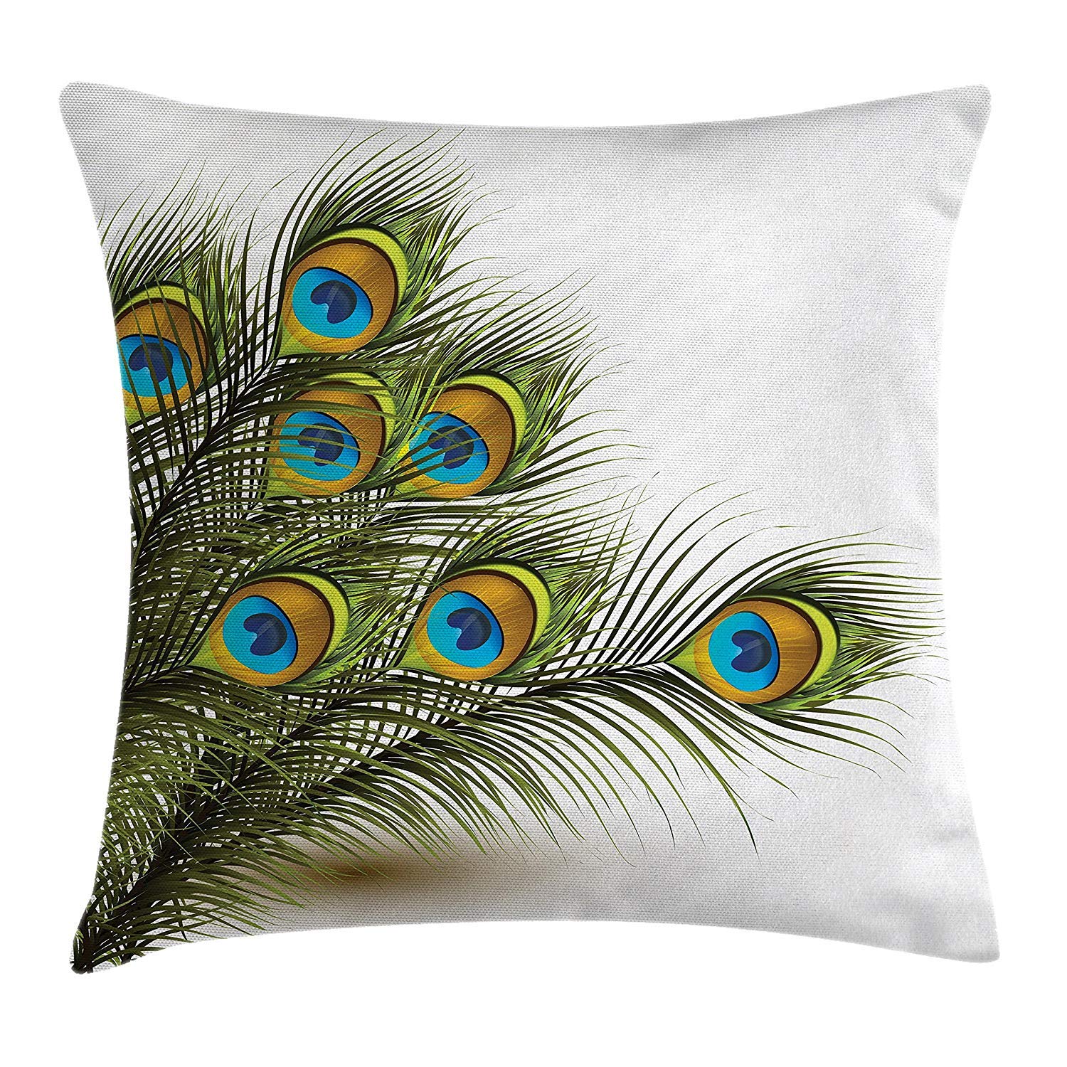 Amazon Com Peacock Throw Pillow Cushion Cover Vivid Peacock