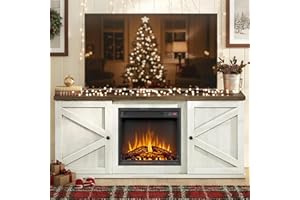 VASAGLE Fireplace TV Stand for TVs up to 65 Inches, 18-Inch ELectric Fireplace with Remote, Farmhouse Entertainment Center, Media Console Table for Living Room, Rustic White and Honey Brown ULTV540W01