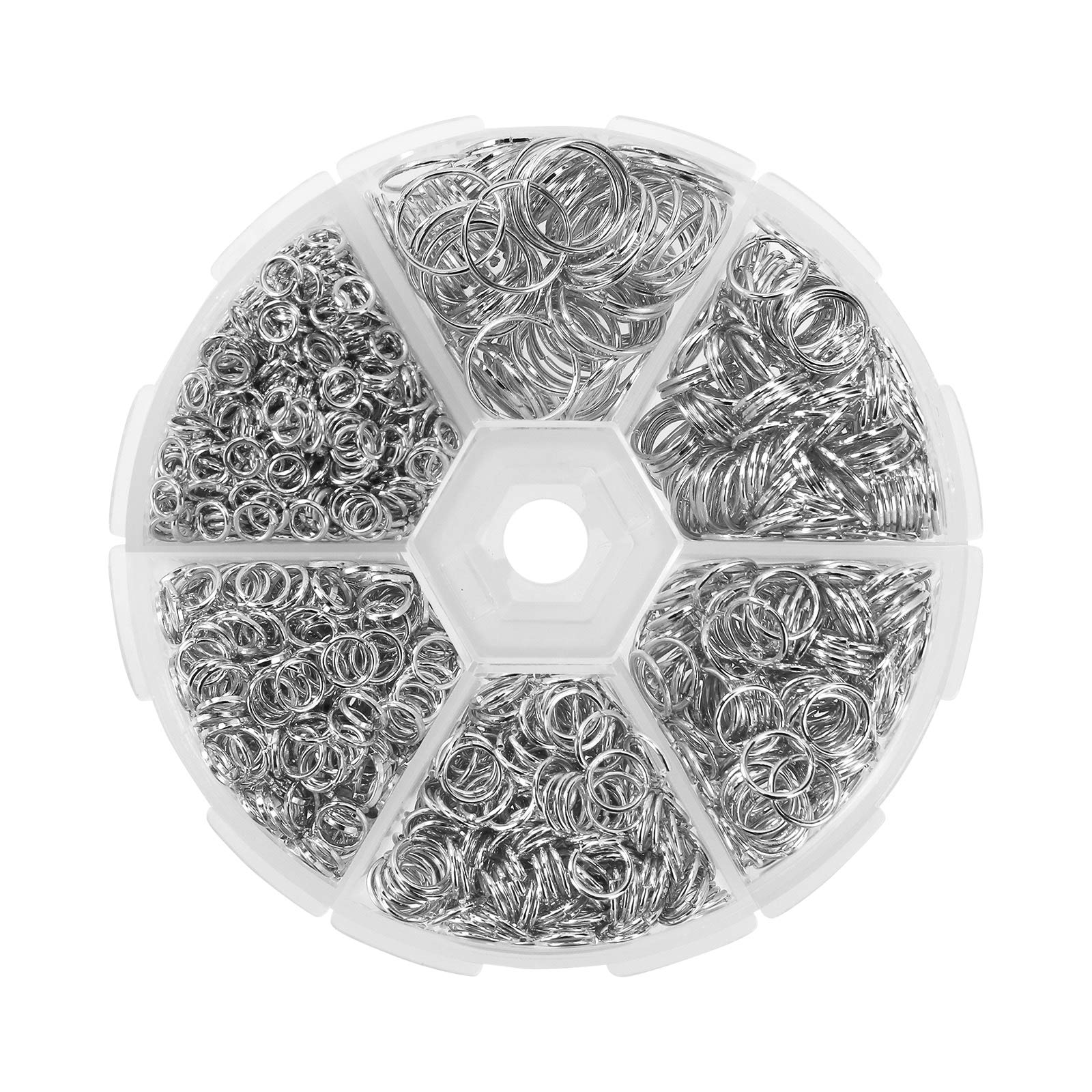 Jump Rings Jewelry Findings 4mm 5mm 6mm 7mm 8mm 10mm Metal Open Jump Rings for Earrings Bracelets Necklaces Jewellery Making Repair 1390pcs Silver