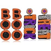 Halloween Earrings Set Beaded Boo Ghost Dangle Earrings for Women Spooky Skeleton Earrings Halloween Costumes Party Jewelry Gifts