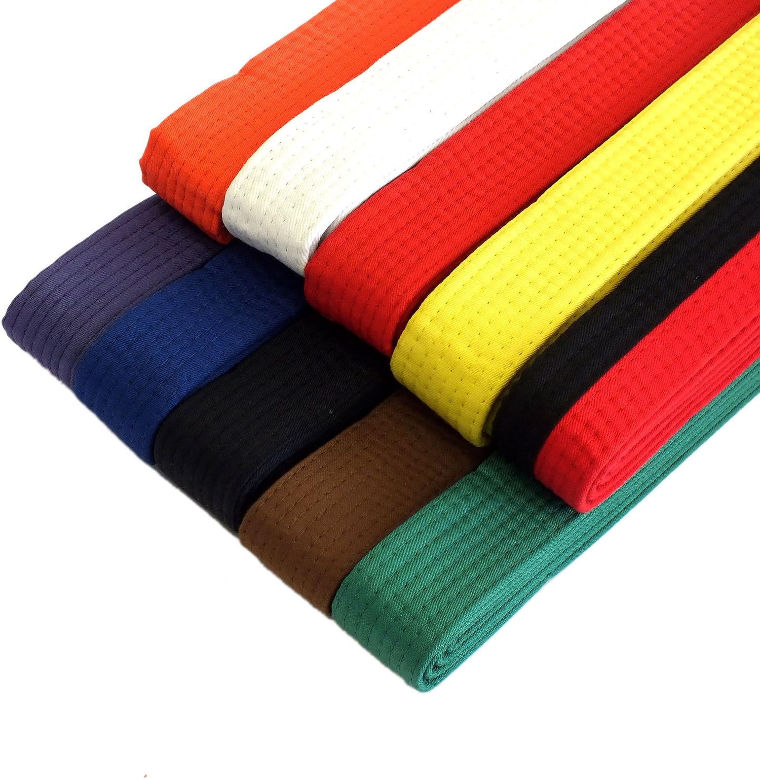 PROWIN1 Martial Arts 1.5" Wide Karate TKD Judo Double Wrap Solid Color Belts - 10 Colors
