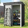 Gizoon 5 'x 3'Outdoor Storage Shed with Singe Lockable Door,Galvanized Metal Shed with Air Vent Suitable for The Garden,Tiny House Storage Sheds Outdoor for Backyard Patio Lawn-Dark Gray