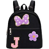 2 3 4 5 6 Year Old Girl Gifts Chenille Initial Mouse Bow Mini Backpack | Corduroy Toddler Backpacks Christmas Birthday Gifts for Girls 2-4 5-6, Black Mini Diaper Bag Must Haves for Park Travel Lette