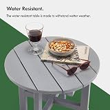 VonHaus Adirondack Round Side Table Grey 45cm Waterproof Slatted view 4