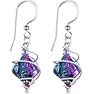 Body Candy Handcrafted 925 Silver Purple Dichroic Drop Dangle Earrings Created with Swarovski Crystals