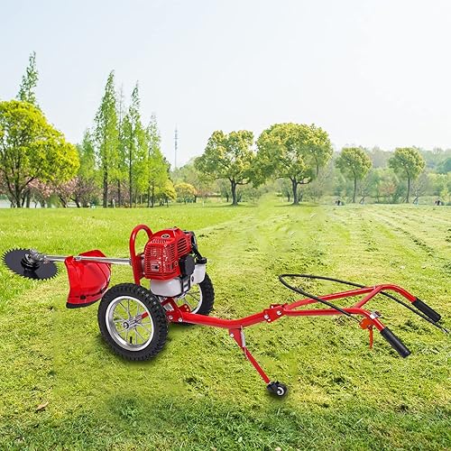 Portable Hand-Push Gasoline Lawn Mower with Three Working Head