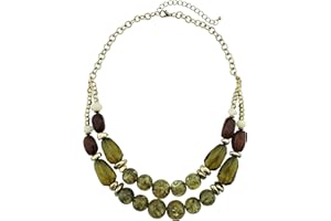 Bocar 2 Layer Statement Chunky Beaded Fashion Women Collar 20" Necklace