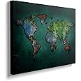 SINGLEAART Wall Art for Room Decor Canvas Prints 12" x 16" Small Size World Map Posters Stretched On Wood Frame Painting Modern Abstract Decoration for Home And Office Waterproof