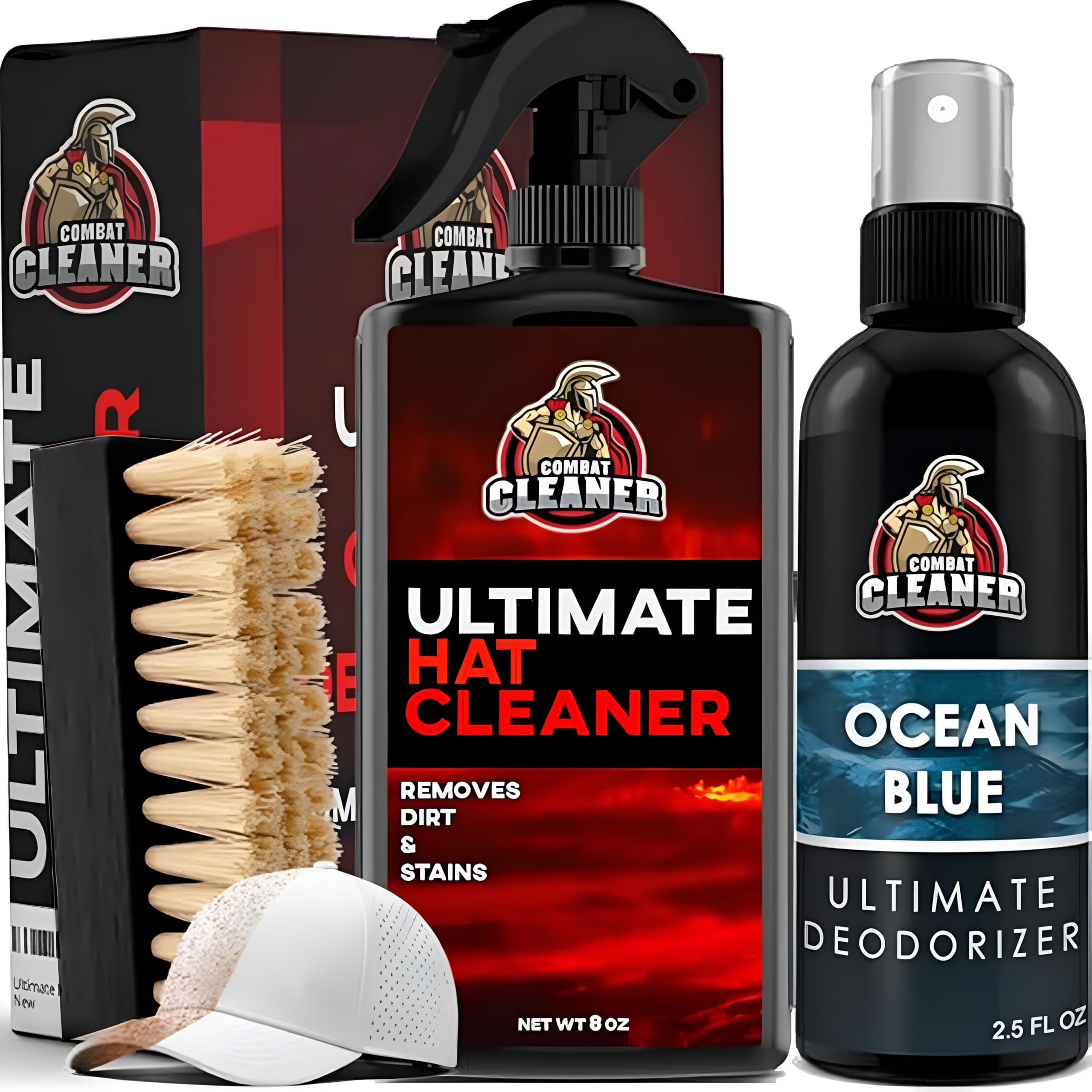 Photo 1 of Combat Cleaner Ultimate Hat Cleaning Kit for All Types of Hats - Hat Cleaner with Brush and Deodorizer - Hat Stain Remover for Baseball Cap, Cowboy Hats and More