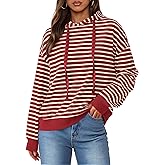 KIRUNDO Sweatshirt For Women Casual Loose Striped Long Sleeve Drawstring Hoodie Pullover Hooded Tops Fashion Clothing