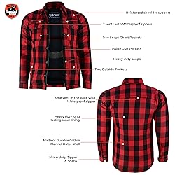 Daniel Smart Men Motorcycle Flannel Shirt Sporty