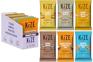 KiZE Energy Bars - Best Sellers Variety Pack - Gluten Free, Dairy Free Options, Non-GMO, and High Protein Meal Replacement Energy Bars, Clean and Simple Food Ingredients - 7-10g High Protein Snacks, (10 Count)