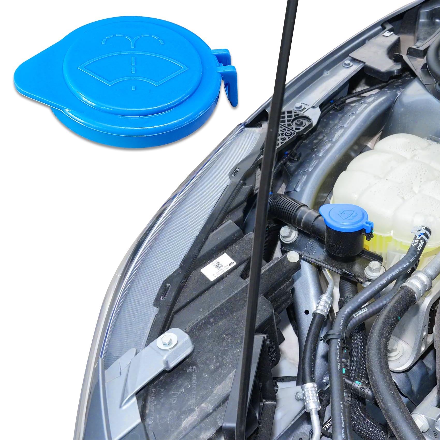 Photo 1 of Lyxheth Windshield Wiper Washer Fluid Reservoir Tank Bottle Cap, Washer Caps, 1708196 BM51-17632-AA Windshield Wiper Fluid Cap Replacement, Car Windshield Washer Cover Cap Fit for Ford Focus 2011-2015