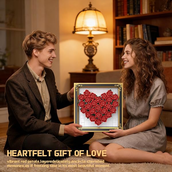 ZONECYTD RED ROSE BUILDING SET COMPATIBLE WITH LEGO FLOWERS BOUQUET BOTANICAL COLLECTION WALL & TABLE ART DECOR FOR LOVER ADULTS GIRLS -1871PCS