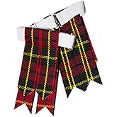 UMAM Kilt Flashes for Men with Heavy Buckle Adjusters, Plain & Tartan Kilt Sock Flashes.