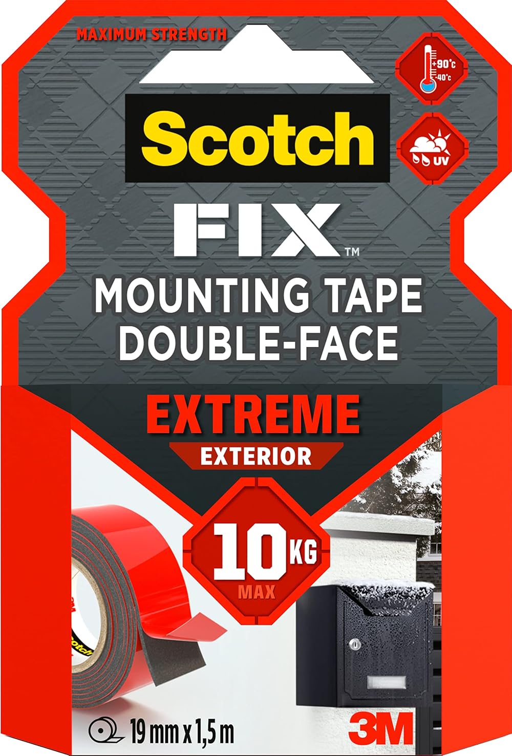 Scotch FIX Double-Sided Exterior Mounting Tape 19mm x 1.5m Outdoor