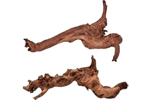 majoywoo Natural Large Driftwood for Aquarium Decor Reptile Decor, Fewer Branches 12.5-18" 2Pcs
