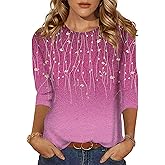 Zeagoo Women's Casual 3/4 Sleeve T-Shirts Round Neck Cute Tunic Tops Basic Tees Blouses Business Work Tee Top