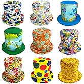 POPCIEL 6 Assorted Pattern Funny Party Top Hats - Novelty Crazy Hats - Dress Up Costume Hats - Photo Booth Props for Adults Teen