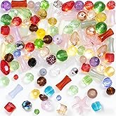 Incinkod 50G Assorted Glass Beads, Decorative Glass Beads for Jewelry Making, Colorful Glass Bead for Crafts, Hole Drilled Bulk Glass Bead, Faceted Crystal Bead for Suncatchers (Mixed Color)