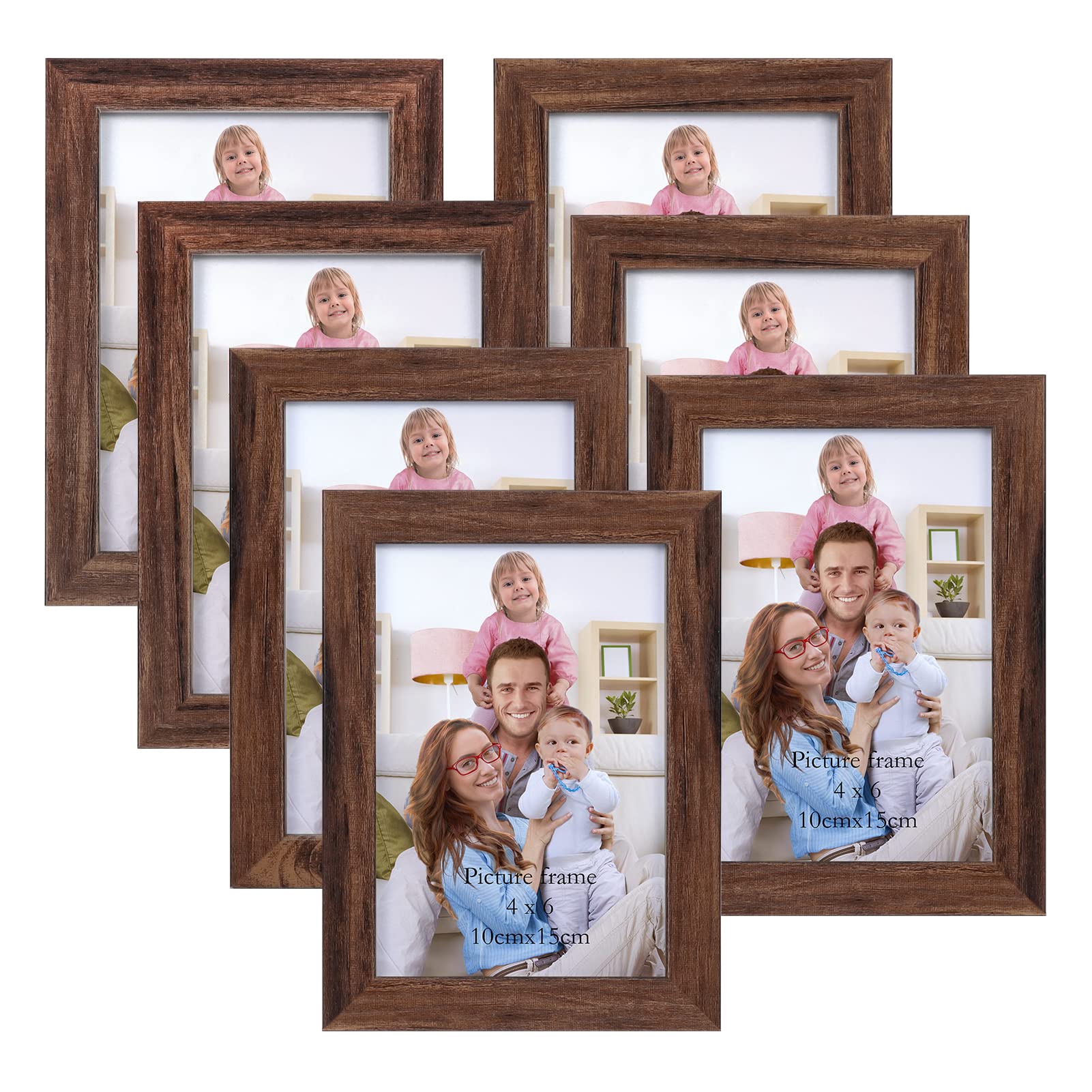 Giftgarden 6x4 Photo Frame Brown Set of 7 Rustic Walnut-Color Photo Frames 4 by 6 for Tabletop or Wall — image 1