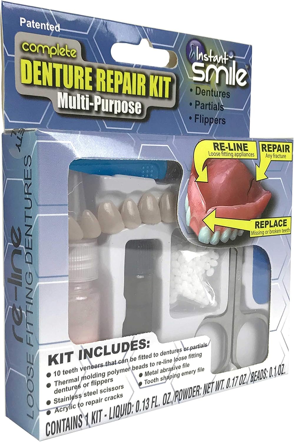 Instant Smile Complete Denture Repair MultiPurpose Kit BigaMart