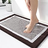 OLANLY Bathroom Rugs 24x16, Extra Soft and Absorbent Microfiber Bath Mat, Non-Slip, Machine Washable, Quick Dry Shaggy Bath Carpet, Suitable for Bathroom Floor, Tub, Shower (Small, Brown)