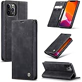 Cracedily for iPhone 12 Pro Max Case, Flip Wallet Leather Case with Card Holder Magnetic Closure Shockproof Kickstand Protective Phone Cases Cover for iPhone 12 Pro Max, Black