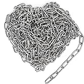 Biugaaufai 3/16 Inch 304 Stainless Steel Chain, 32.8 Feet Heavy Duty Utility Chain for Hanging, Durable Small Light Duty Chain, Metal Chain for Sites, Warehouses, Camping