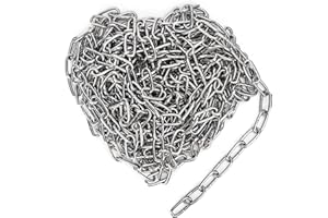 Biugaaufai 3/16 Inch 304 Stainless Steel Chain, 32.8 Feet Heavy Duty Utility Chain for Hanging, Durable Small Light Duty Chain, Metal Chain for Sites, Warehouses, Camping