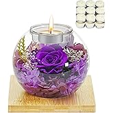 Birthday Gifts for Women Preserved Flowers in Glass Dome with Scented Candles Preserved Rose Gifts for Mom Wife Girlfriend Eternal Flowers for Her on Christmas,Mother’s Day,Valentine’s Day Purple Rose