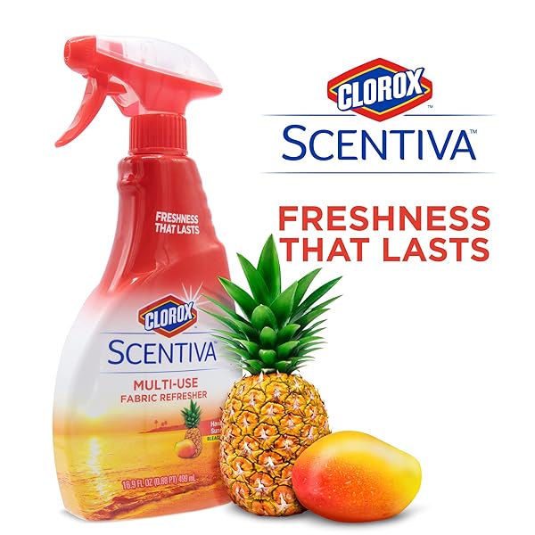 CLOROX SCENTIVA REFRESHER SPRAY, HAWAIIAN SUNSHINE SCENT – MULTI-USE FABRIC & LINEN FRESHENER SPRAY – ODOR ELIMINATOR FOR HOME, UPHOLSTERY, BEDDING, CURTAINS, ROOM, 16.9 FL OZ