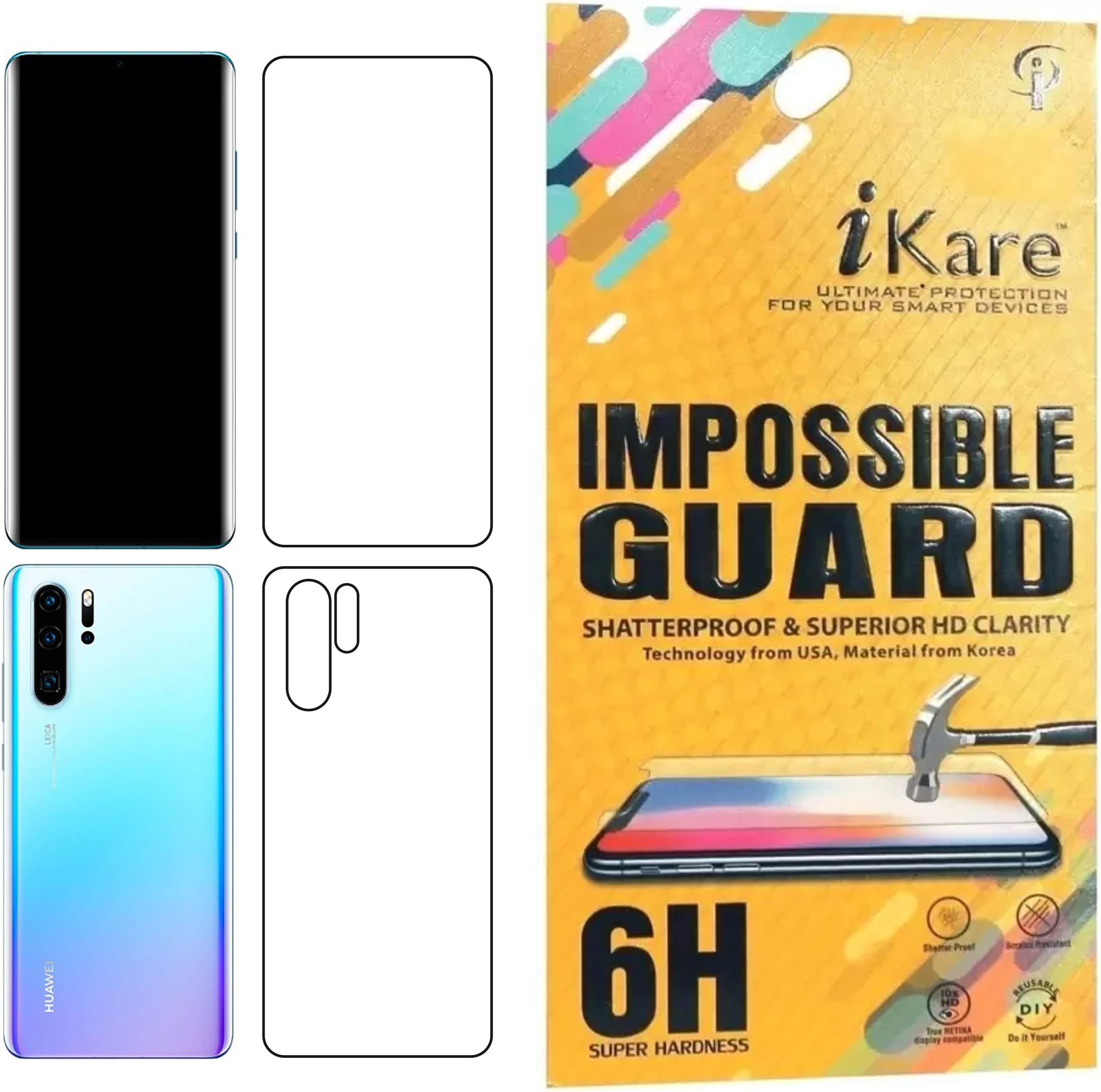 ikare Impossible P30 Pro Front and Back Tempered Screen Guard for Huawei P30 Pro - Transparent (Does not Cover The Edges)