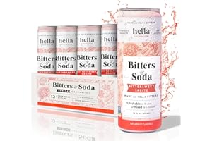 Hella Cocktail Co. Bitters & Soda Bittersweet Spritz - 12oz Cans, 12 Pack I Aromatic, Botanical and Herbal Non-Alcoholic Drinks, Refreshing Ready-to-Drink Mocktails