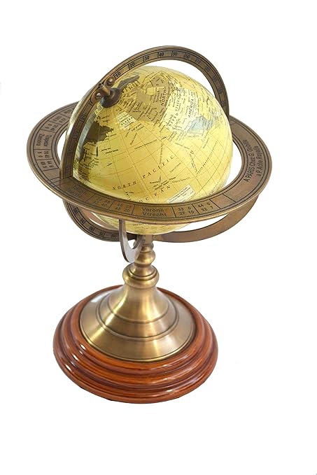 Nautical Rotating Armillary Globe Vintage Brass Desktop Office Table Top World Globe New Look & Quality Item