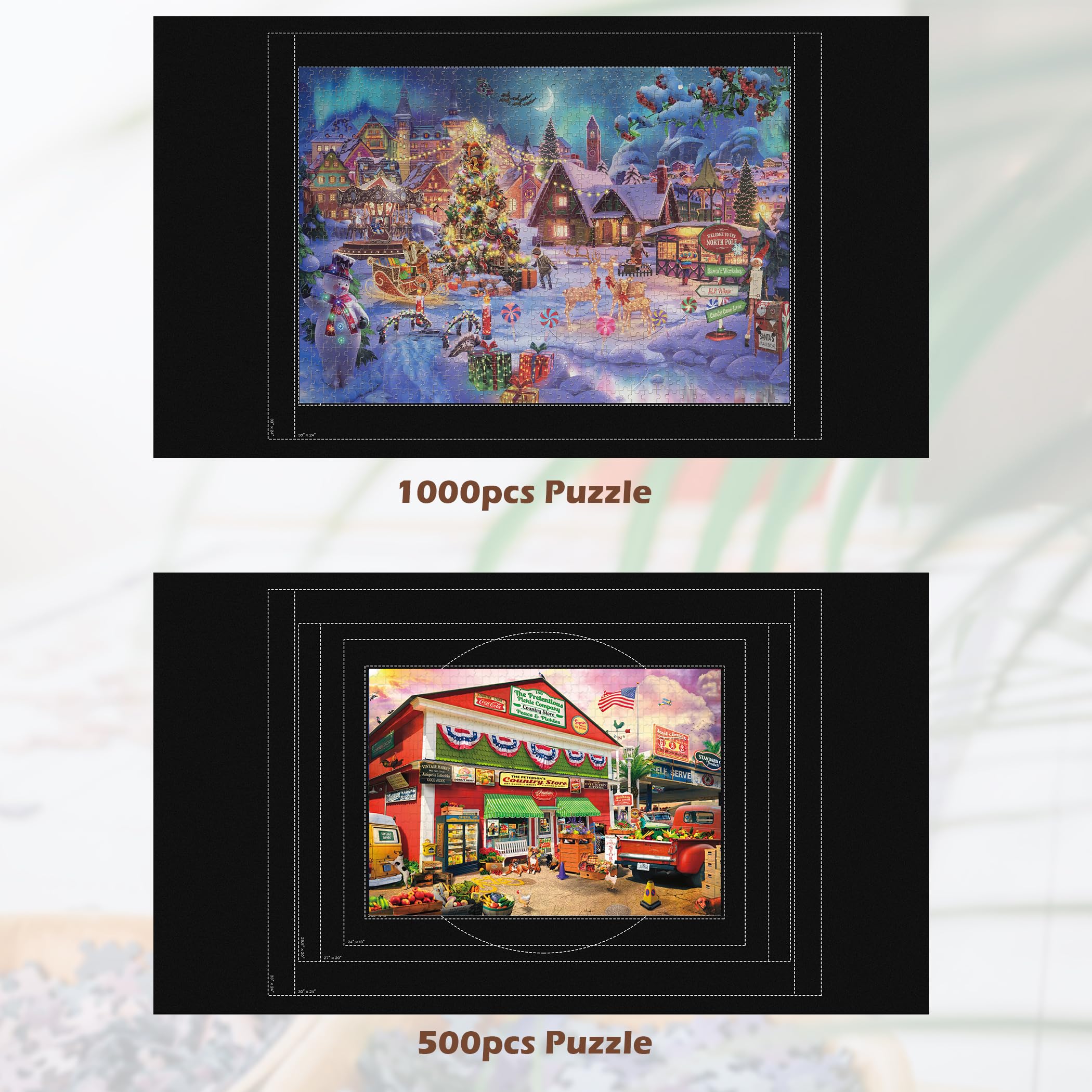 Lavievert 1500 Piece Jigsaw Puzzle Mat Roll Up with Unique Auxiliary Line Design, Portable Puzzle Board for Adults, Non-Slip Puzzle Keeper Storage Saver for Up to 1500 Piece Puzzles