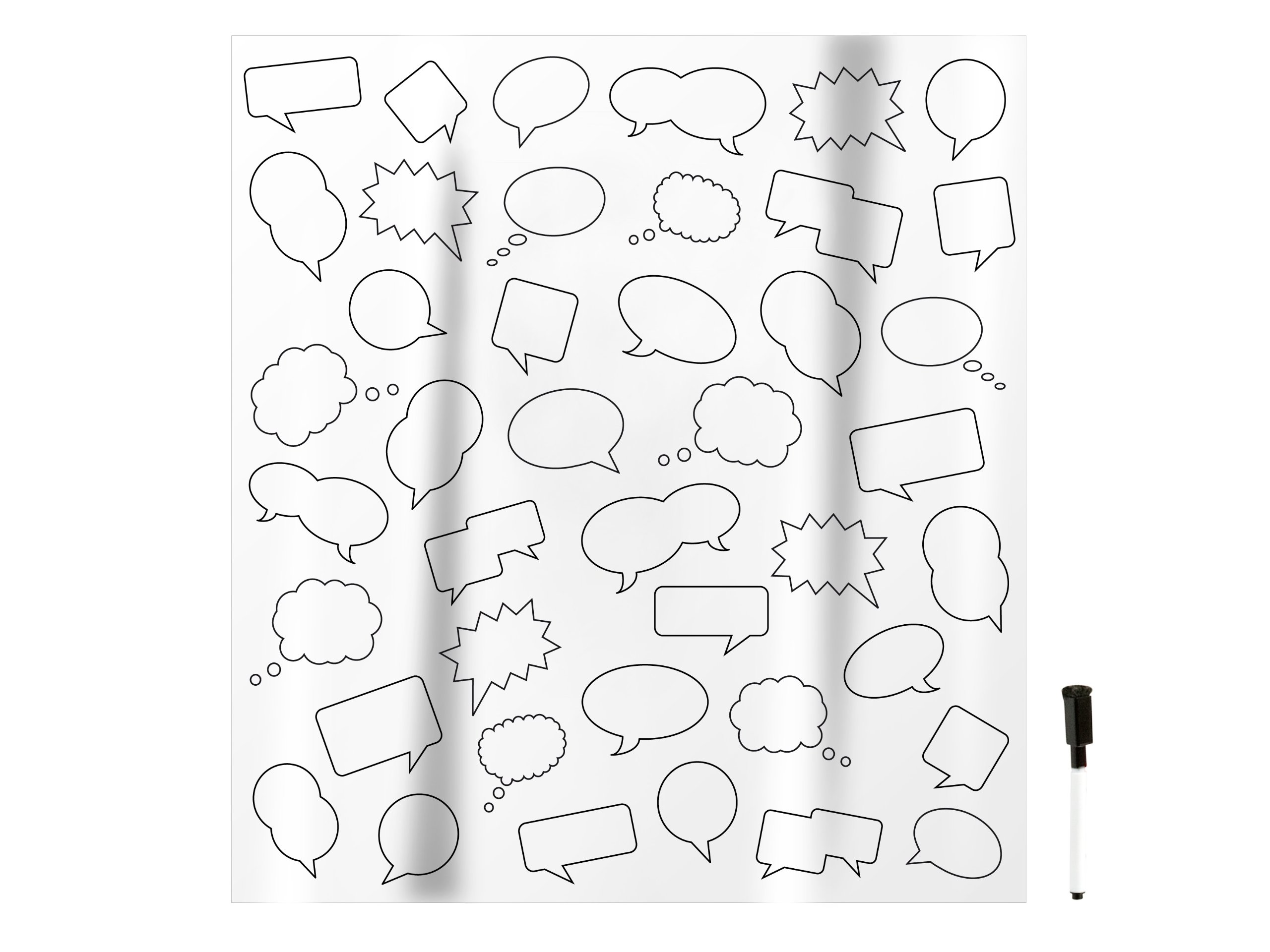 Trendfinding Wanted Shower Curtain Speech Bubble with Pen and Hook for Writing 200 cm x 180 cm