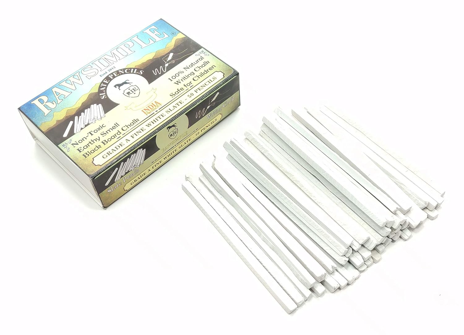 Jeevan White Slate Pencils Natural Lime Stone Chalk Pencils Pack Of 50