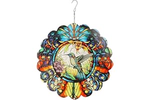 Potiarey Bird 3D Wind Spinner Kinetic Metal Art Hanging Wind Spinner Outdoor Decoration Ocean Ornaments Decor for Yard and Garden