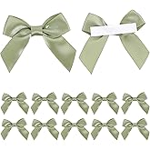 AIMUDI Sage Green Satin Ribbon Bows 2" Self Adhesive Satin Bows for Gift Wrapping Premade Ribbon Bows with Double-Sided Tape for Making Crafts Baby Shower Birthday Party Wedding Decorations, 50 PCs