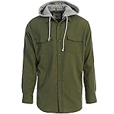 Gioberti Men's Removable Hoodie Plaid Checkered Flannel Shirt, Heather Olive, Small