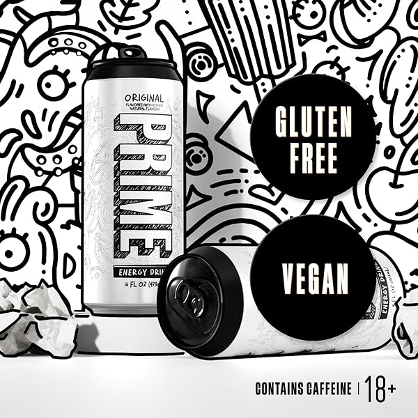 PRIME ENERGY ORIGINAL, SUGAR FREE ENERGY DRINK, 200MG CAFFEINE AND 355MG OF ELECTROLYTES FOR HYDRATION, LOW CALORIE, VEGAN, GLUTEN FREE, 16 FLUID OUNCE, 12 PACK