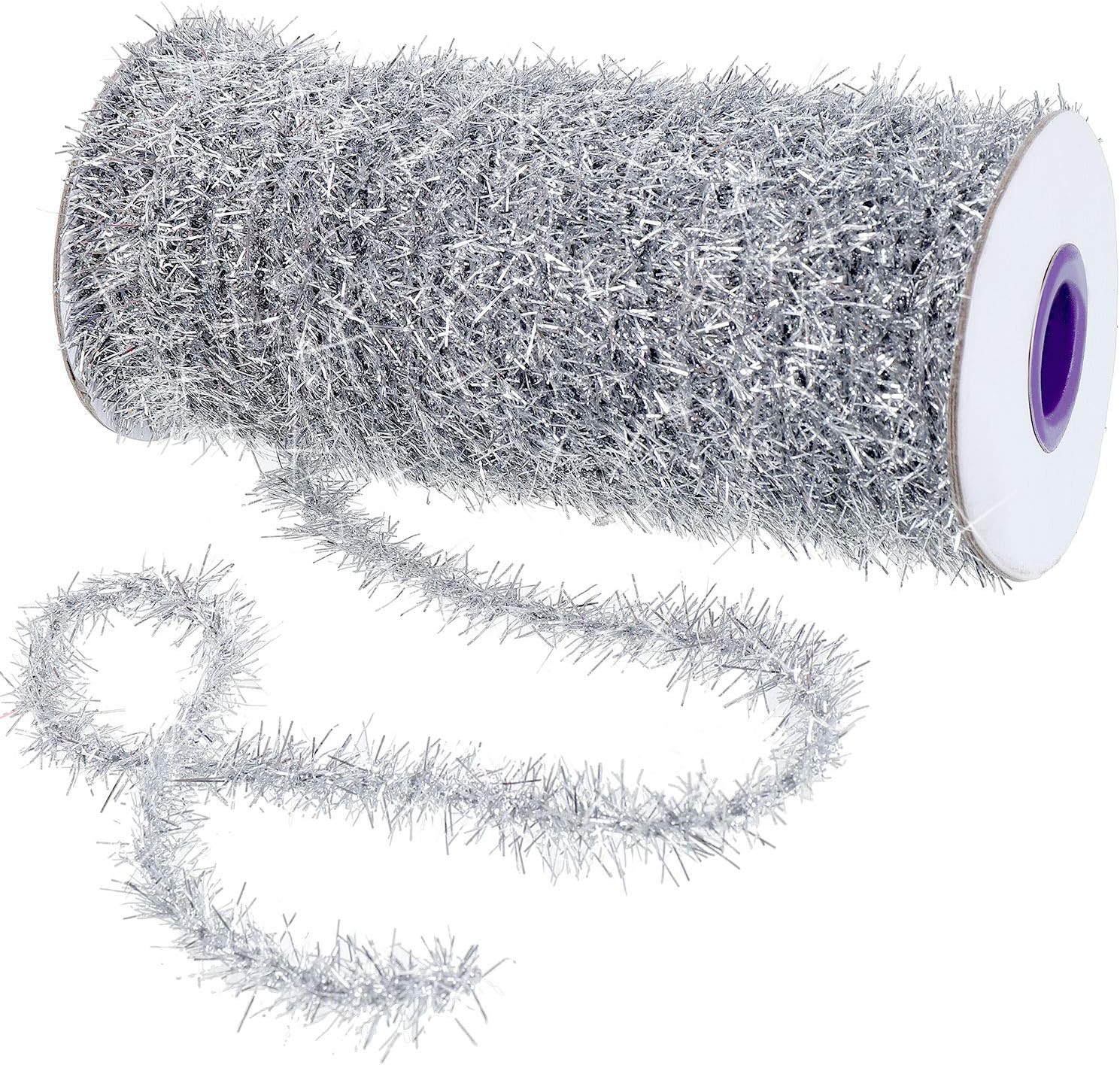 Wreaths, Garlands & Swags - Christmas Tinsel Garland 147.6 ft Thin Glitter Tinsel Metallic Holiday Tinsel Garland Twist Tinsel Garland Decoration for Christmas Tree Birthday Party Wedding Decorations Supplies (Silver)