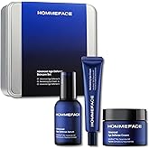 HOMMEFACE Men’s Advanced Age Defense 3-Piece Anti-Aging Skincare Set - Facial Serum, Eye Cream & Face Cream - Korean Skincare Technology with Volufiline, Ceramide, Hyaluronic Acid & Peptides