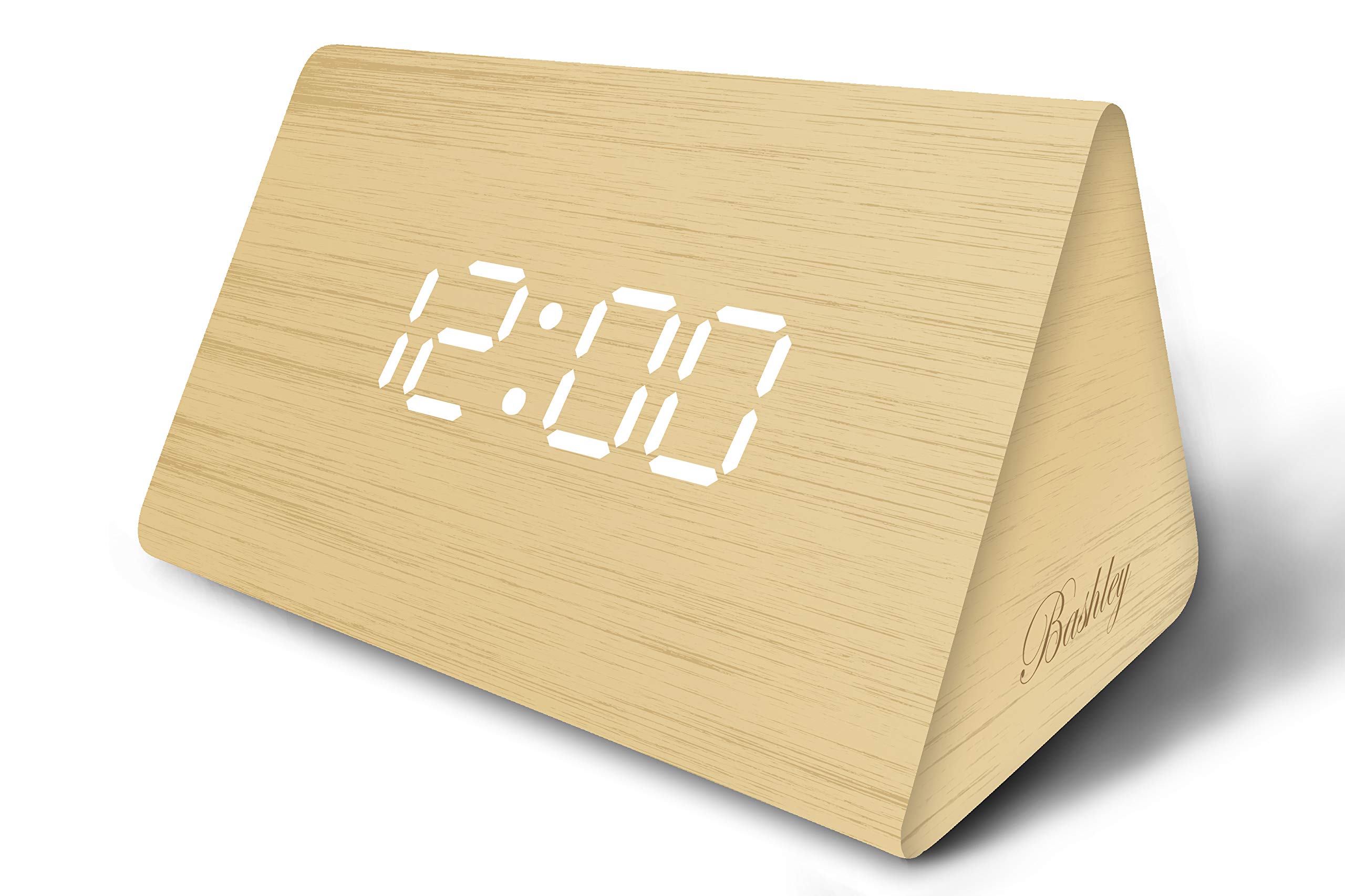 Buy Bashley Digital Alarm Clock, Wood Clock Triangle LED Wooden Alarm