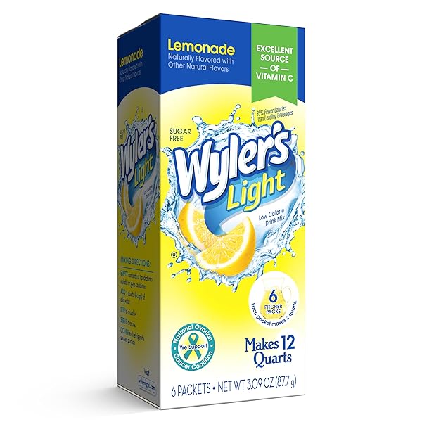 WYLER’S LIGHT PITCHER PACKS, WATER DRINK MIX, LEMONADE,6 PITCHER PACKETS
