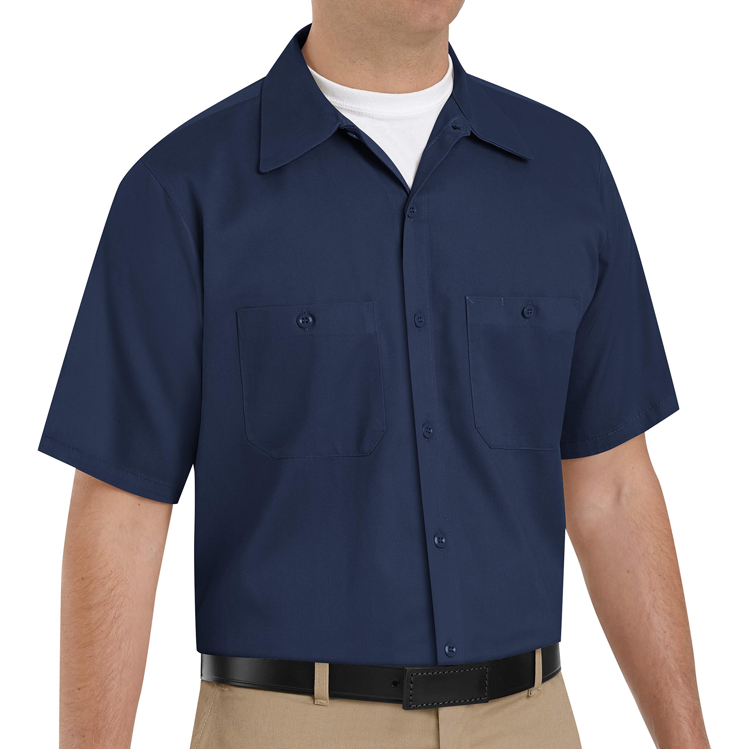 Photo 1 of Red Kap mens Short Sleeve Wrinkle-Resistant Cotton Work Shirt Navy Medium