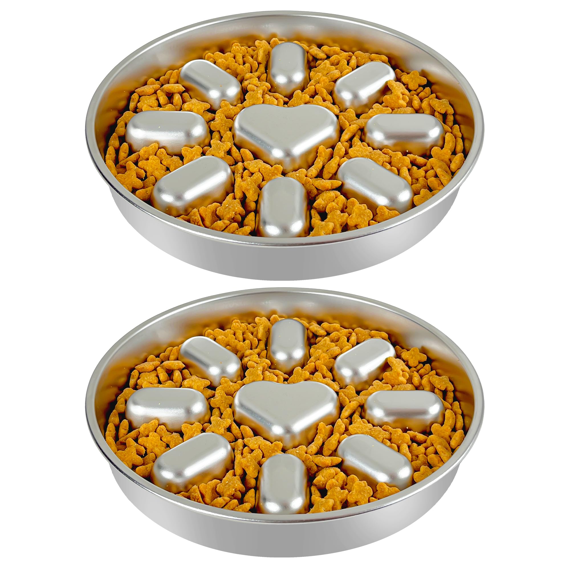 Photo 1 of Oiwliur Slow Feeder Dog Bowls with Non-Slip Mat, Stainless Steel Metal Slow Feeder for Small & Medium Dogs, 2 Cups Pet Bowl for Slows Down Eating, Dishwasher Safe, Anti-Gulping Dog Bowl -2 Pack