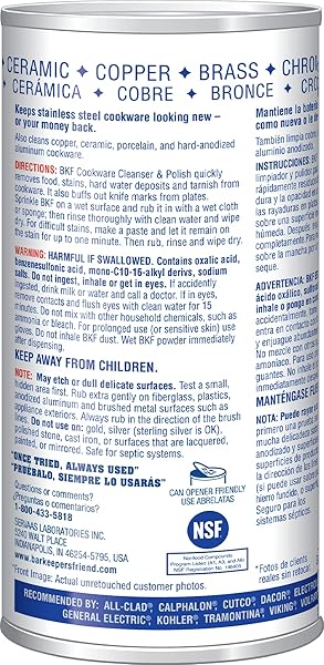BAR KEEPERS FRIEND SUPERIOR COOKWARE CLEANSER & POLISH | 12-OUNCES | 1-UNIT