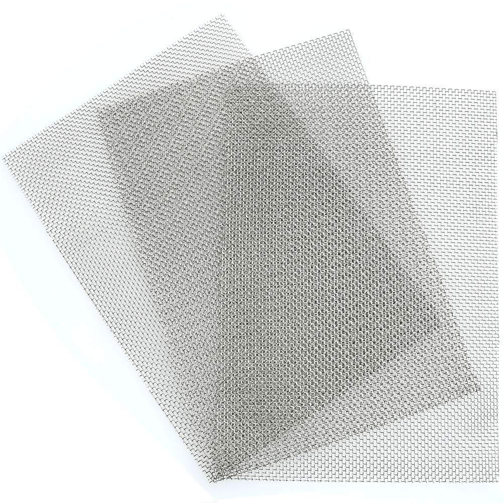 TIMESETL 3pcs Stainless Steel Woven Wire 10 Mesh, A4 Rodent Proof Metal Mesh Sheet 1.94mm Hole Great for Airbricks - A4 (210 x 300mm)